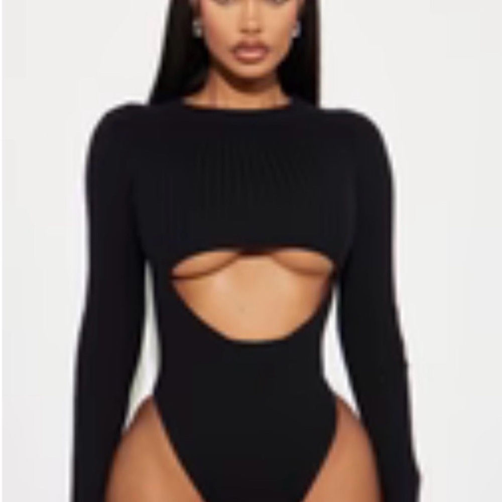 Fashion Nova Black Cut-Out Bodysuit